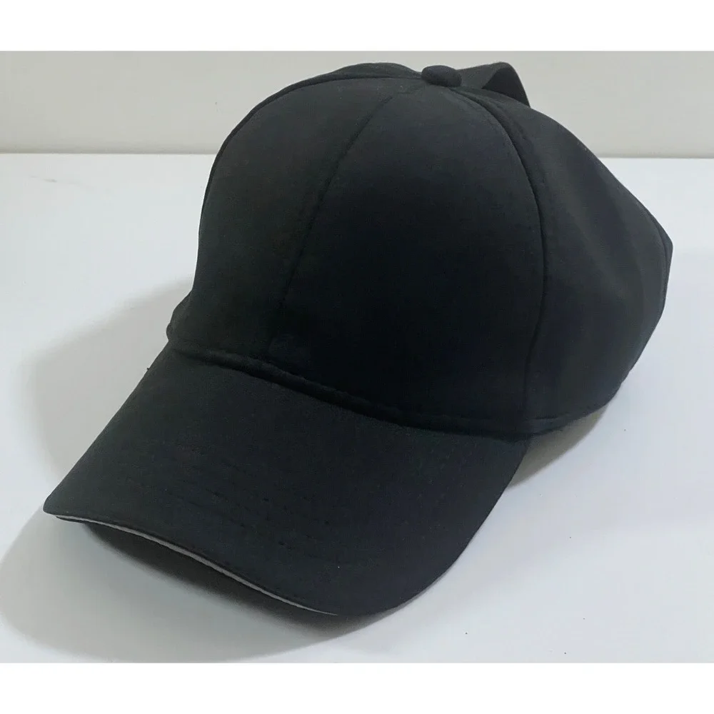 Black Baseball Hat‎ with White Trim on the Visor Adjustable